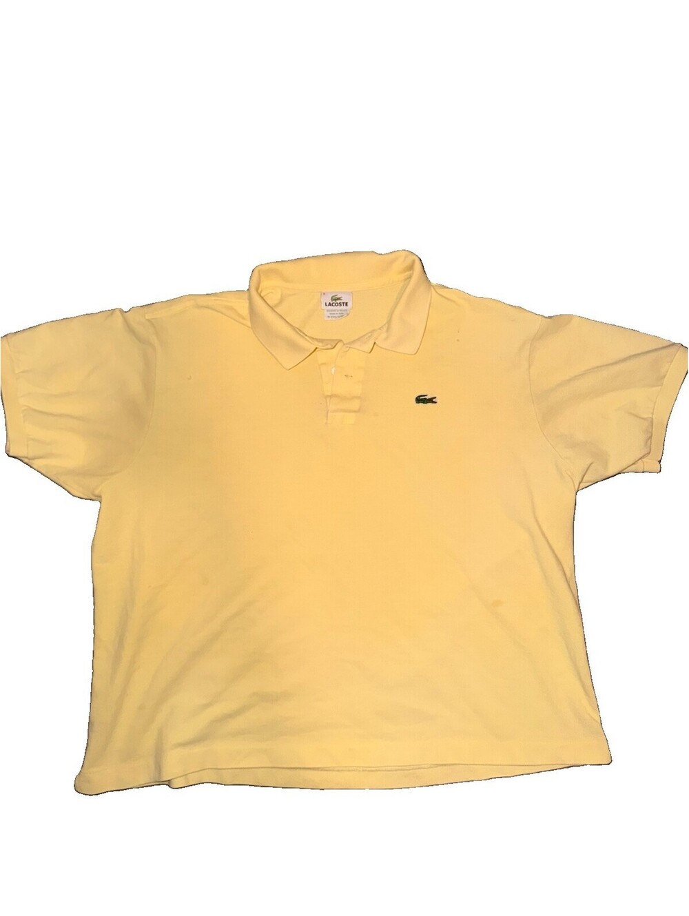 Men's Lacoste Yellow Short Sleeve Piqué Polo Shirt Size 8 Classic Fit Crocodile